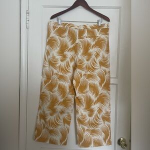 Dries Van Noten Yellow and White Straight Leg Crioped Pants